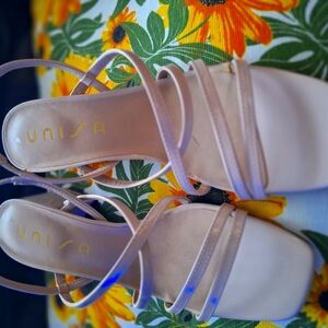 Unisa Cream/Nude Block Heels with Elegant Straps